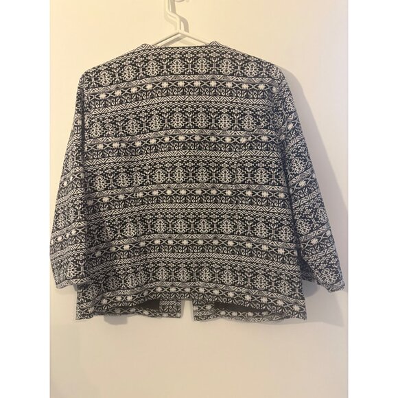Christopher & Banks Womens Open Front Black & White Patterned Cardigan Jacket S - Picture 5 of 11